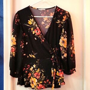 Black flowers blouse